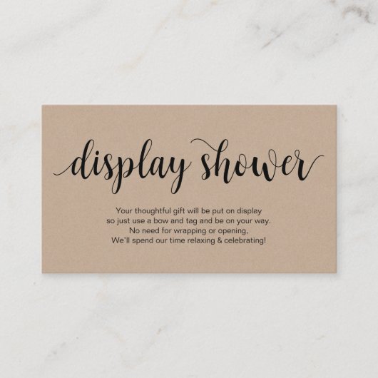 Carte D'accompagnement Kraft Rustique moderne, Script noir, douche d'affi (Devant)