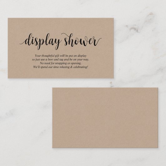 Carte D'accompagnement Kraft Rustique moderne, Script noir, douche d'affi (Devant / Derrière)