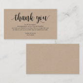 Carte D'accompagnement Kraft rustique, Script noir, Merci Mariage (Devant / Derrière)