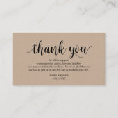 Carte D'accompagnement Kraft rustique, Script noir, Merci Mariage (Devant)