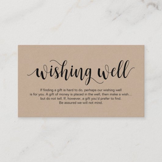 Carte D'accompagnement Kraft rustique, Script noir, Wishing Mariage (Devant)
