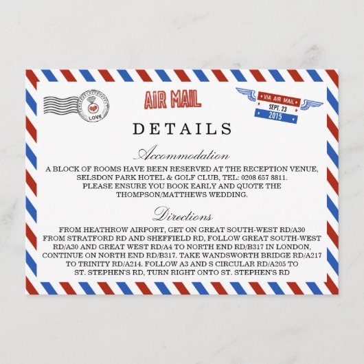 Carte D'accompagnement La collection de mariage par avion moderne (Devant)