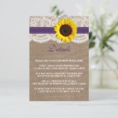 Carte D'accompagnement La Collection de Mariage Tournesol Rustique - Viol (Debout devant)