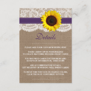 Carte D'accompagnement La Collection de Mariage Tournesol Rustique - Viol