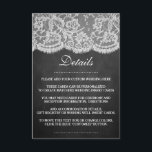 Carte D'accompagnement La collection de Mariages Chalkboard & Lace<br><div class="desc">Cette collection de mariage élégante est un design étonnant avec un joli arrière - plan à effet de tableau noir avec un ensemble d'effet de dentelle vintage romantique. Ces Cartes Détail peuvent être personnalisées pour votre occasion spéciale et rendraient l'insert parfait assorti pour une suite mariage, douche nuptiale, fête de...</div>
