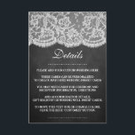 Carte D'accompagnement La collection de Mariages Chalkboard & Lace<br><div class="desc">Cette collection de mariage élégante est un design étonnant avec un joli arrière - plan à effet de tableau noir avec un ensemble d'effet de dentelle vintage romantique. Ces Cartes Détail peuvent être personnalisées pour votre occasion spéciale et rendraient l'insert parfait assorti pour une suite mariage, douche nuptiale, fête de...</div>