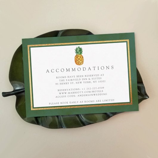 Carte D'accompagnement La collection de Mariages d'ananas tropicaux