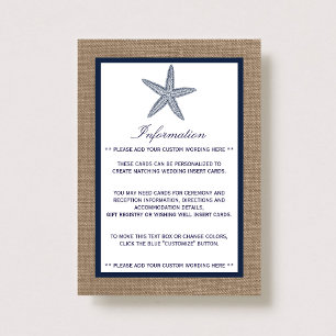 Carte D'accompagnement La collection de mariages de la marine Starfish Bu