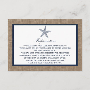 Carte D'accompagnement La collection de mariages de la marine Starfish Bu