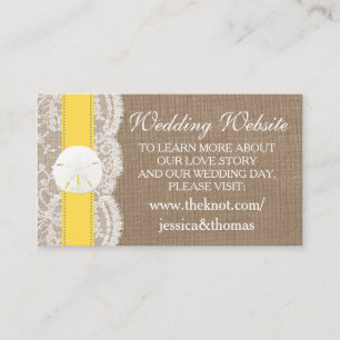 Carte D'accompagnement La collection de mariages de plage de sable jaune