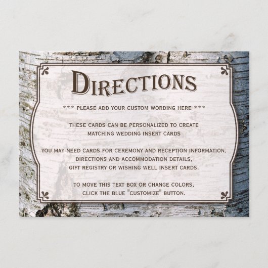 Carte D'accompagnement La collection de Mariages Rustic Silver Birch Tree (Devant)