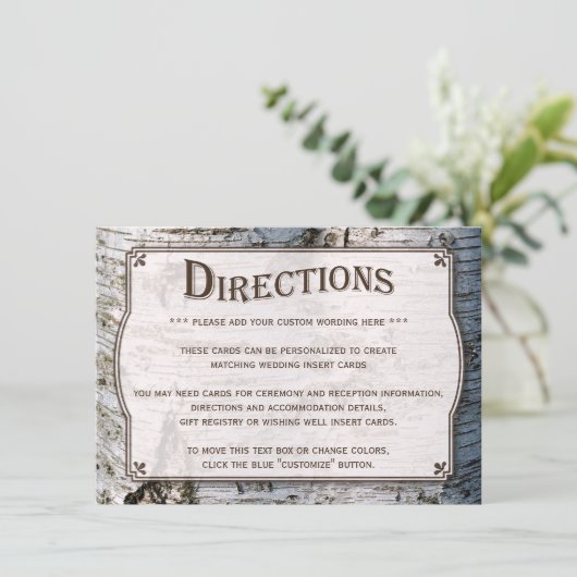 Carte D'accompagnement La collection de Mariages Rustic Silver Birch Tree (Debout devant)