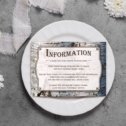 Carte D'accompagnement La collection de Mariages Rustic Silver Birch Tree