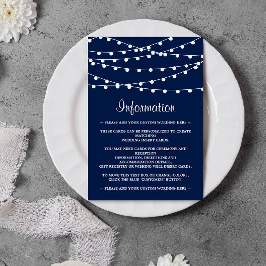 Carte D'accompagnement La Collection Mariage Bleu Marine Lights