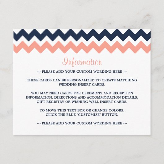Carte D'accompagnement La collection Mariage moderne Chevron - Rose & Nav (Devant)