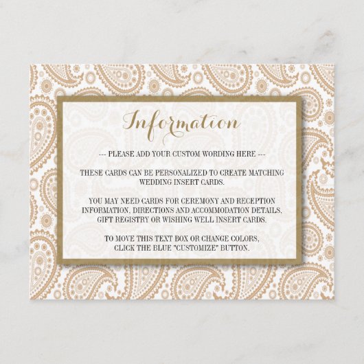 Carte D'accompagnement La collection Mariage moderne de Paisley - Brown (Devant)
