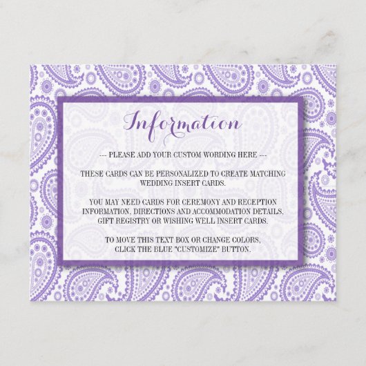 Carte D'accompagnement La collection Mariage moderne Paisley - Purple (Devant)