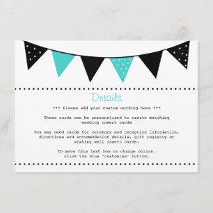 Carte D'accompagnement La collection moderne de Mariages Bunting Turquois