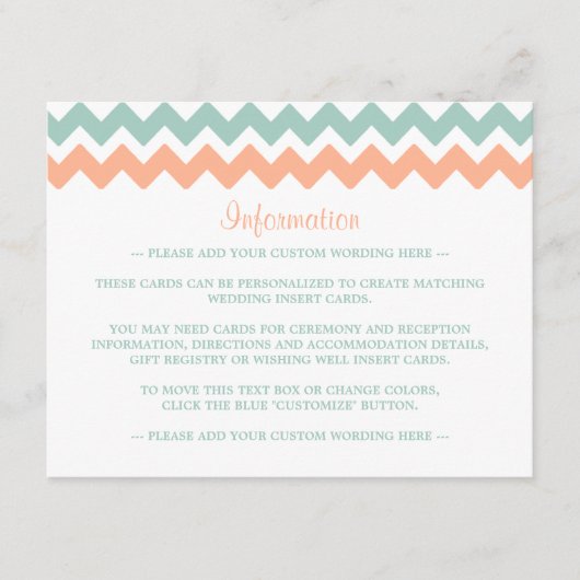 Carte D'accompagnement La collection moderne de Mariages Chevron Peach &  (Devant)
