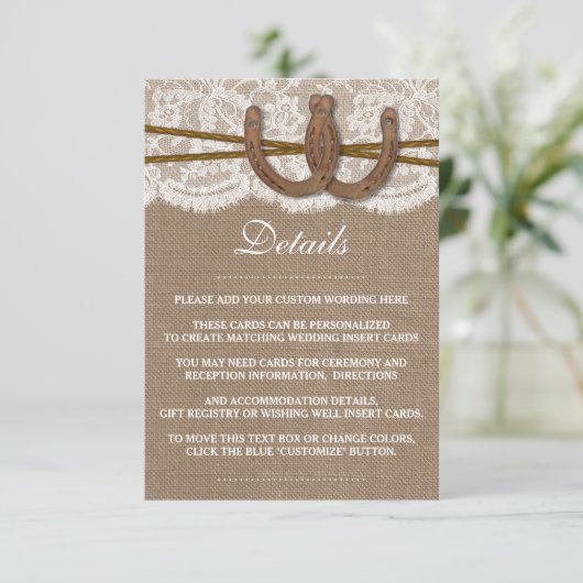 Carte D'accompagnement La collection Rustic Horseshoe Mariage (Debout devant)