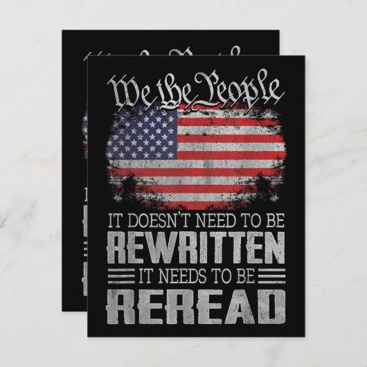 Carte D'accompagnement La Constitution américaine du drapeau doit être re (Devant / Derrière)