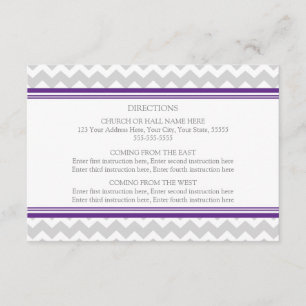 Carte D'accompagnement La direction de mariage carde Chevron gris pourpre