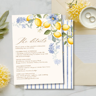 Carte D'accompagnement La Dolce Vita Lemon Citrus wedding details