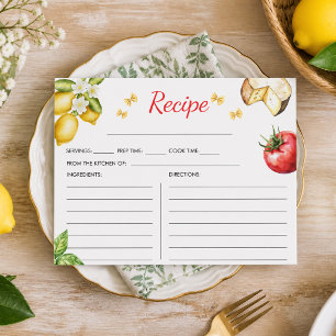 Carte D'accompagnement La Dolce Vita Recette de Baby Shower Italien pour 
