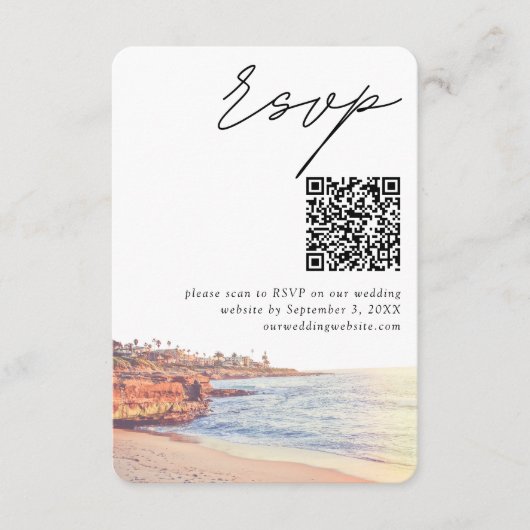 Carte D'accompagnement La Jolla Mariage moderne RSVP QR Code (Devant)