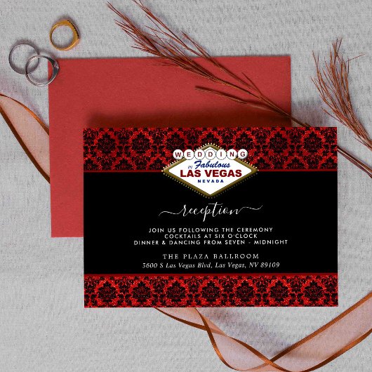 Carte D'accompagnement La Parties scintillant Damask Las Vegas Mariage Co