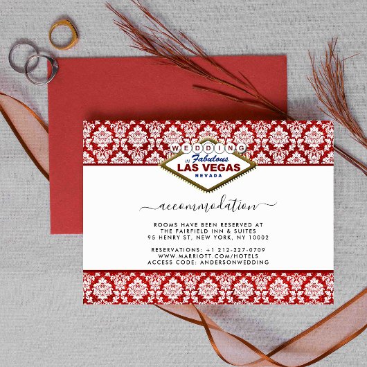 Carte D'accompagnement La Parties scintillant Damask Las Vegas Mariage Co