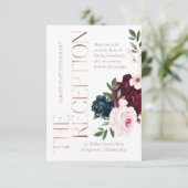 Carte D'accompagnement La Réception Burgundy & Navy Watercolor Florals (Debout devant)