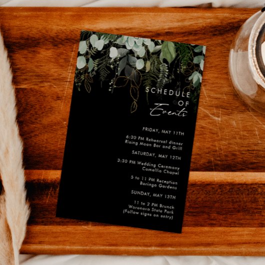 Carte D'accompagnement La verdure et la feuille d'or | Calendrier noir de