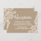 Carte D'accompagnement Lacy Floral Brown & White Lace Mariage Réception (Devant / Derrière)
