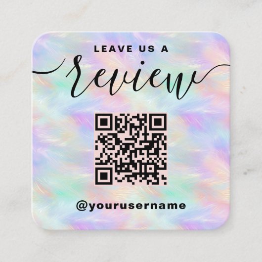 Carte D'accompagnement Laisser-Nous Un Avis QR Code Iridescente Logo Élég (Devant)