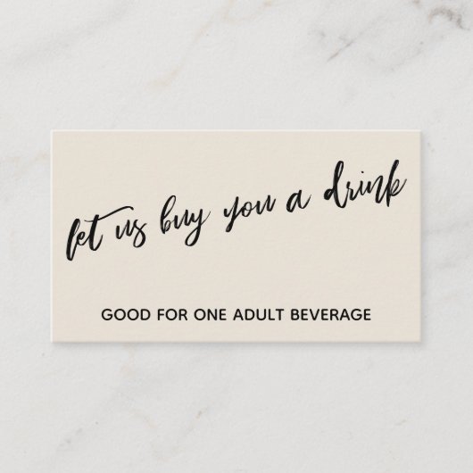 Carte D'accompagnement Laissez-nous vous acheter un verre Crème d'écritur (Devant)