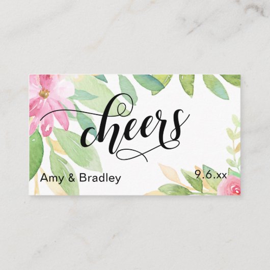 Carte D'accompagnement Laissez-nous vous acheter un verre Script Flowers (Dos)