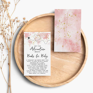 Carte D'accompagnement "Laissons Commencer L'Aventure !" Baby shower Cart