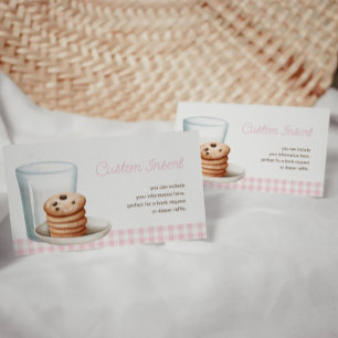 Carte D'accompagnement Lait et biscuits Baby shower rose