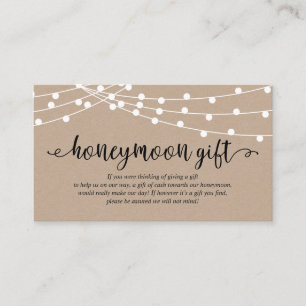 Carte D'accompagnement Lampes à cordes rustiques kraft, cadeau de lune de