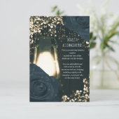 Carte D'accompagnement Lanterne rouge rustique bleu noir Rose Mariage (Debout devant)