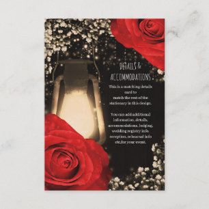 Carte D'accompagnement Lanterne Rustique Glow Fleurs Roses Rouges Mariage