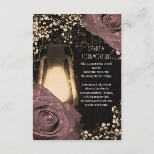 Carte D'accompagnement Lanterne Rustique Lumineuse Roses Rose Poussiéreux
