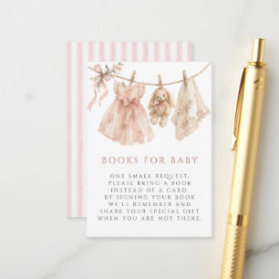 Carte D'accompagnement Lapin Aquarelle Ruban Rose Blush Livres Pour Bébé