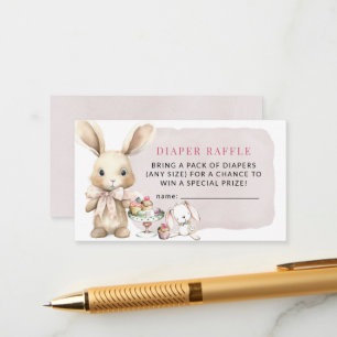 Carte D'accompagnement Lapin Baby shower fille Déchets Raffle