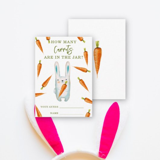 Carte D'accompagnement Lapin et carottes - devinez combien de carottes