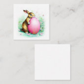 Carte D'accompagnement lapin timide caché derrière un gros oeuf de Pâques (Devant / Derrière)