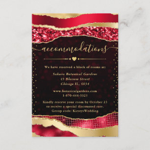Carte D'accompagnement Larmes de Glamour Rouge et Or Hébergement de Maria