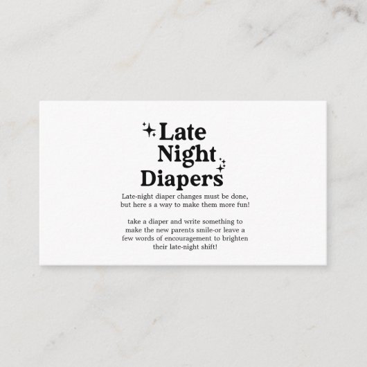Carte D'accompagnement Late Night Diapers Sign, Diaper Thoughts Sign, (Devant)