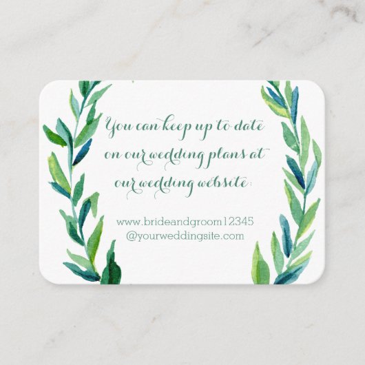 Carte D'accompagnement Laurel Olive Leaf Wreath Mariage Website Cards (Devant)